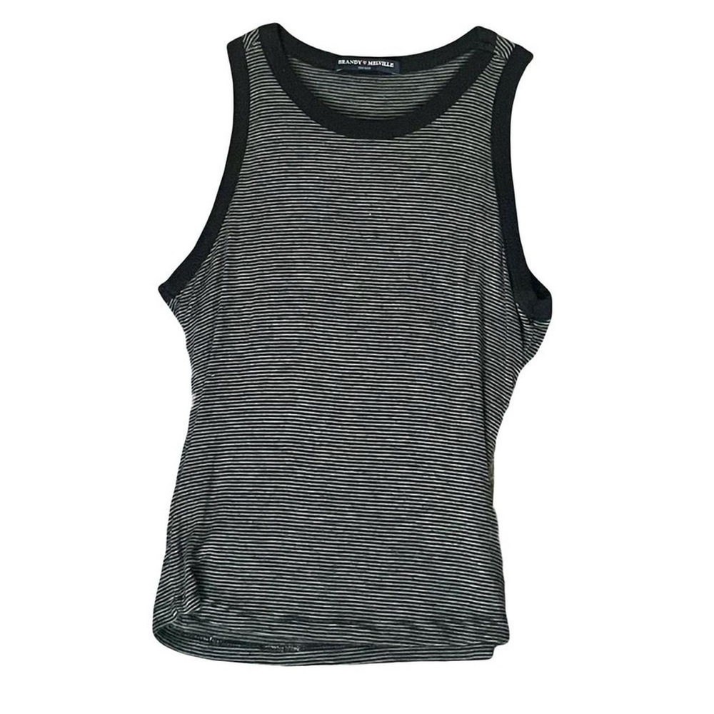 Brandy Melville Black and Gray Striped Top
